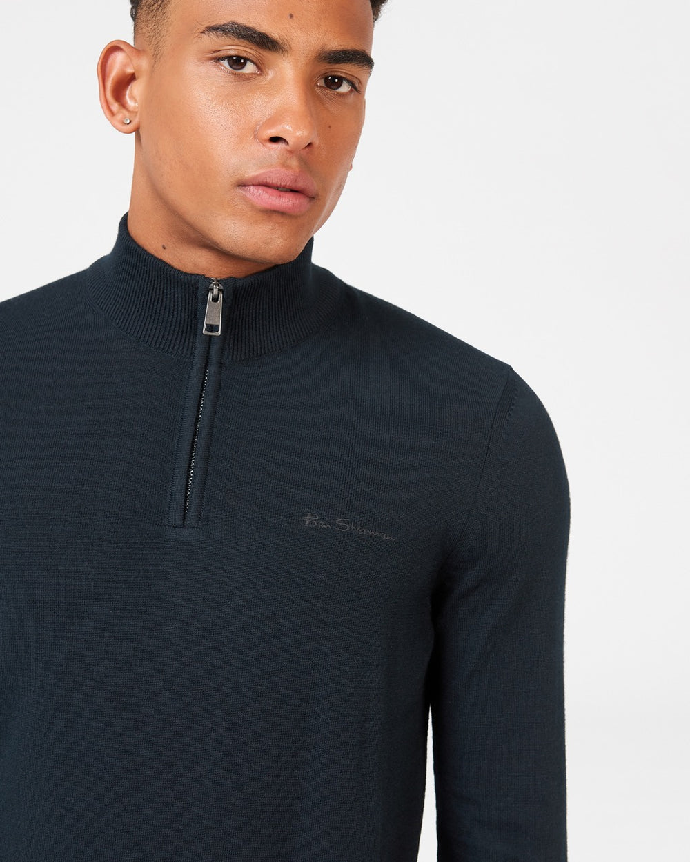 Knitwear Ben Sherman Merino Half-Zip Noir | CXS-17250253